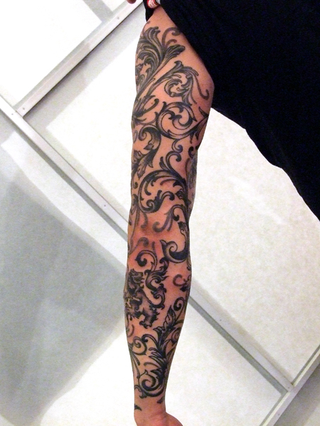 Next is the Sailor Jerry sleeve on Cory He had the Bad Pussy and Crossed 